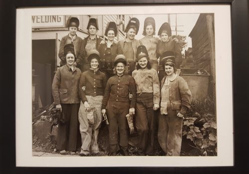 The historic photo of women welders Jimenez keeps in her kitchen as inspiration. 
