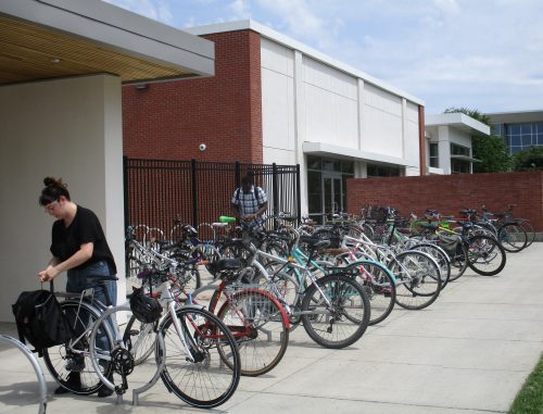 Two new bus shelters, pathways and a large pad for bike racks are the finishing touches on the 2008 bond improvements at Southeast Campus. 2017