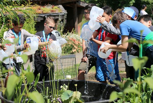 Students built vegetable beds and water filtering devices, which allowed them to explore how both local and global issues related to poverty, inequality, and sustainability can be solved with engineering