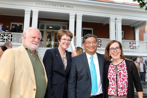 Gov. Kate Brown (far right) with, left to right, Board Director Michael Sonnleitner, Southeast President Jessica Howard and PCC President Mark Mitsui.
