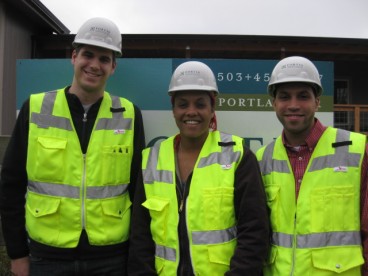 Pictured from left to right, Nick Gowen, Eleza Faison and PCC BuildingConstruction Technology student and Fortis intern Andriel Langston