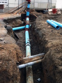 Crews installed and are testing new fire water lines this week. These lines will service the remodel at Mt. Tabor and the new students commons and learning commons.