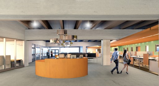 New student services area central information zone in the CC building (conceptual rendering)