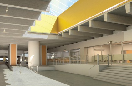 Newly remodeled series of ramps for a more open and accessible lower mall. (conceptual rendering)