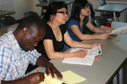 Three students studying